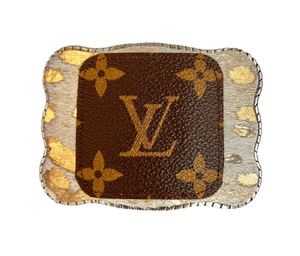 Authentic LV swatch on Metallic Cowhide