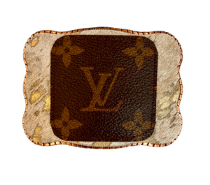 Authentic LV swatch on Metallic Cowhide