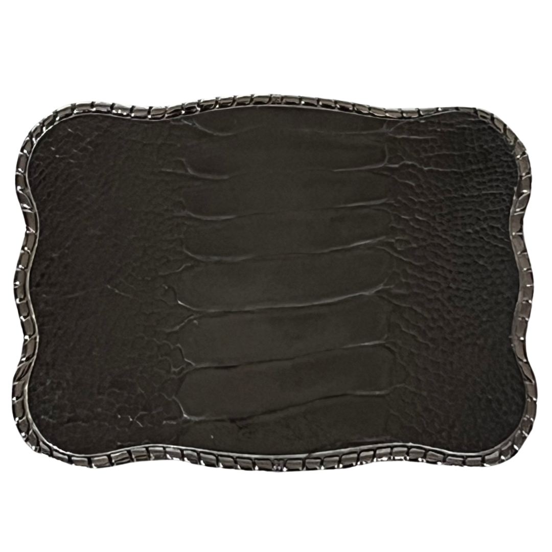 Black Ostrich Leg - Wallet Buckle