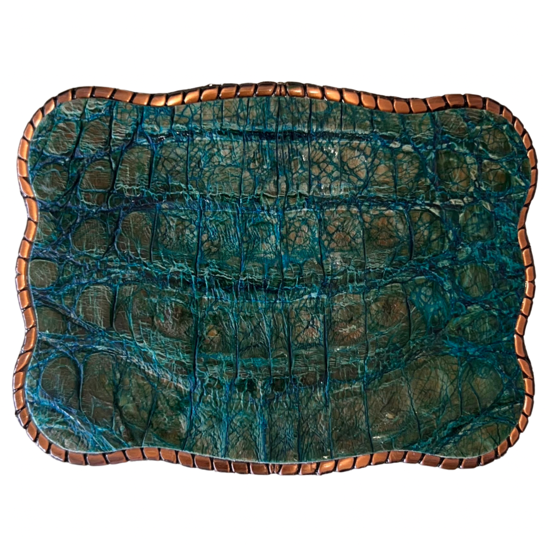 Rustic Teal Caiman Alligator