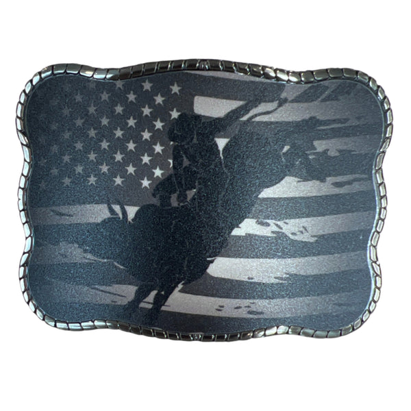 American Flag Bull Rider - Wallet Buckle