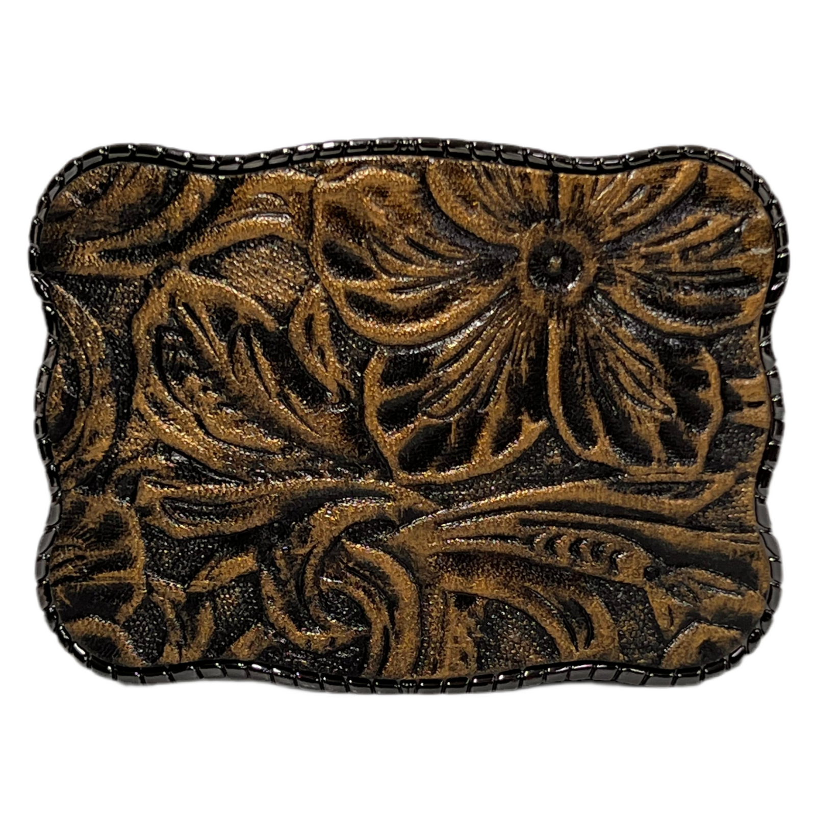 Black & Gold Embossed Leather