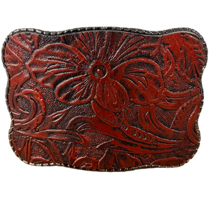 Dark Red Embossed Leather