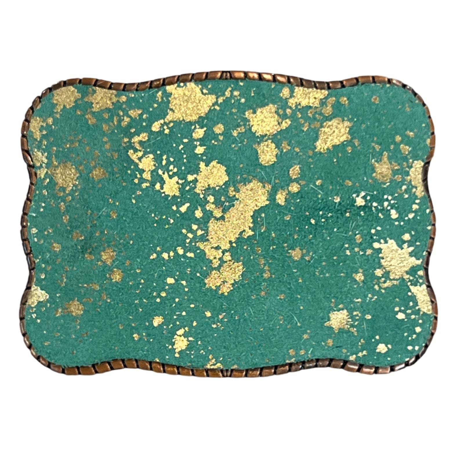 Green with Gold Foil Genuine Suede