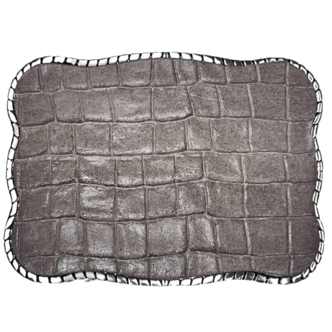 Grey Abstract Embossed Leather