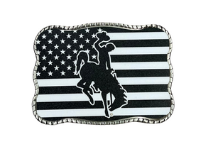 WY Steamboat American Flag B/W