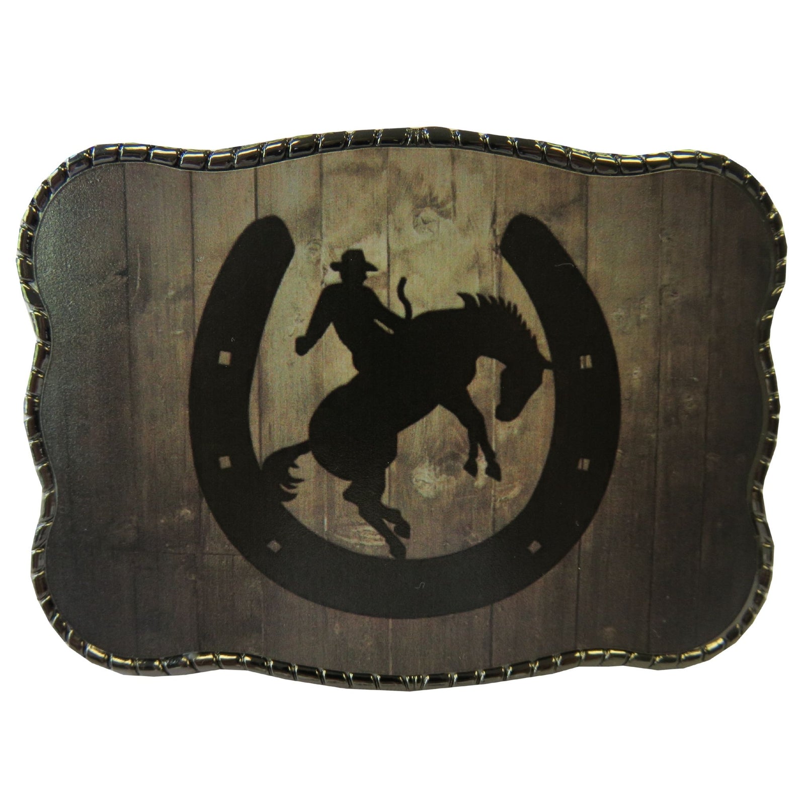 Wood Grain Horseshoe Cowboy