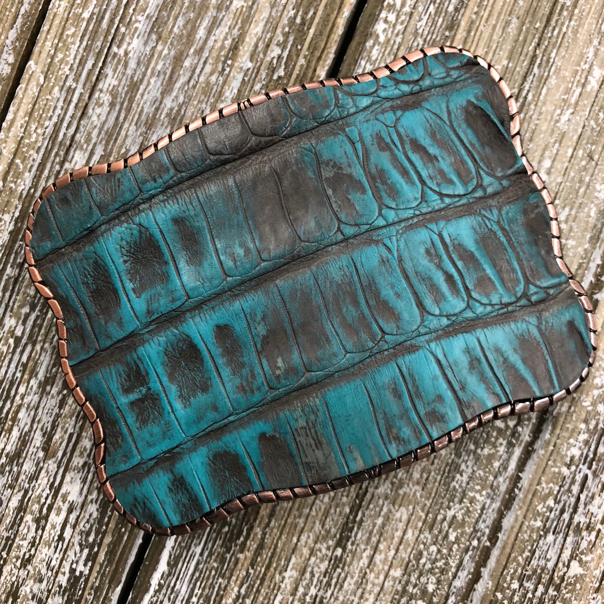 Rustic Teal Caiman Alligator