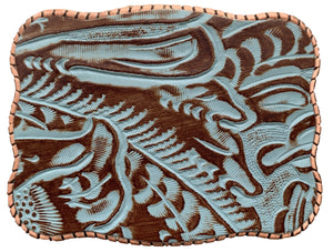Embossed Turquoise Leather
