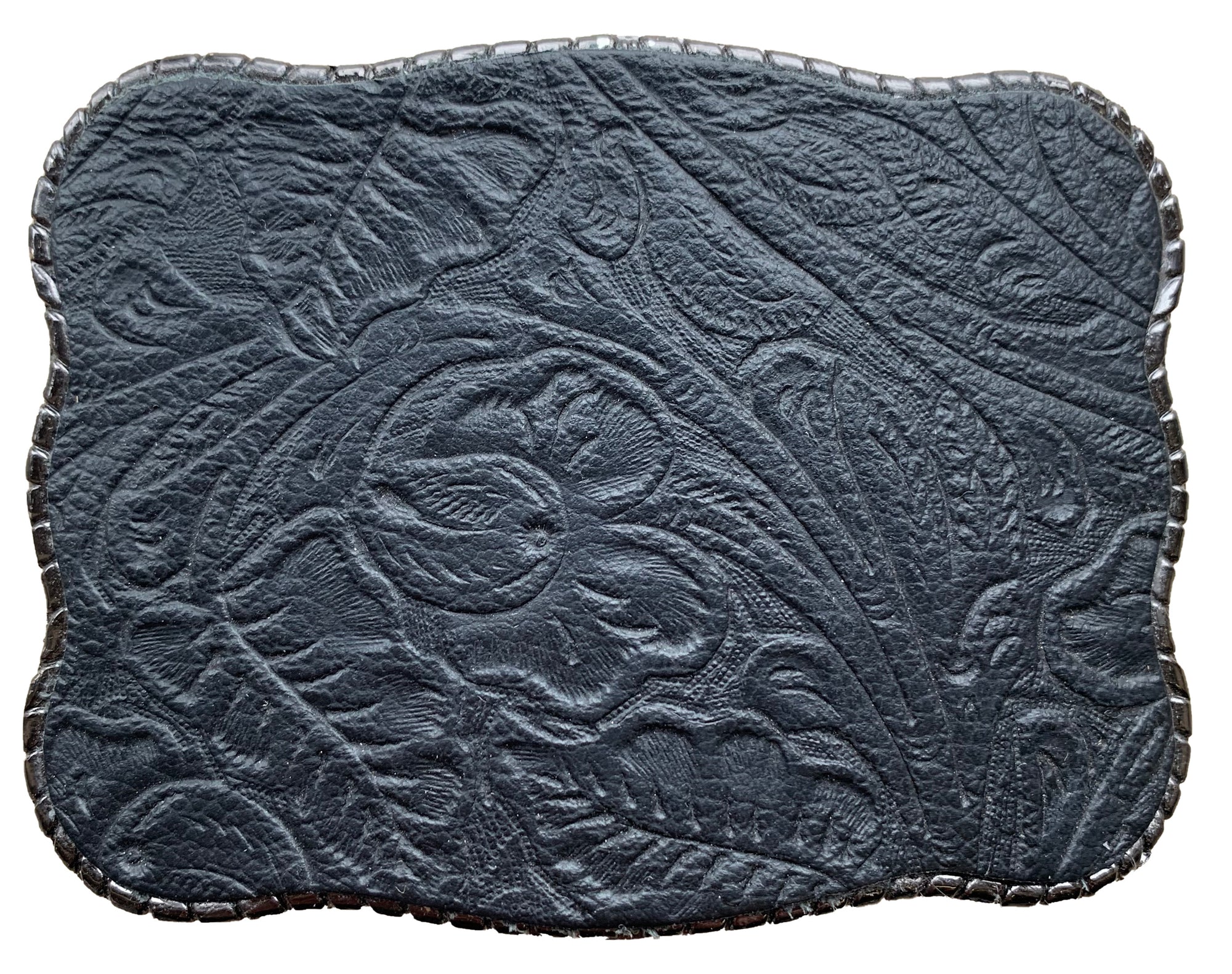 Black Floral Embossed Leather