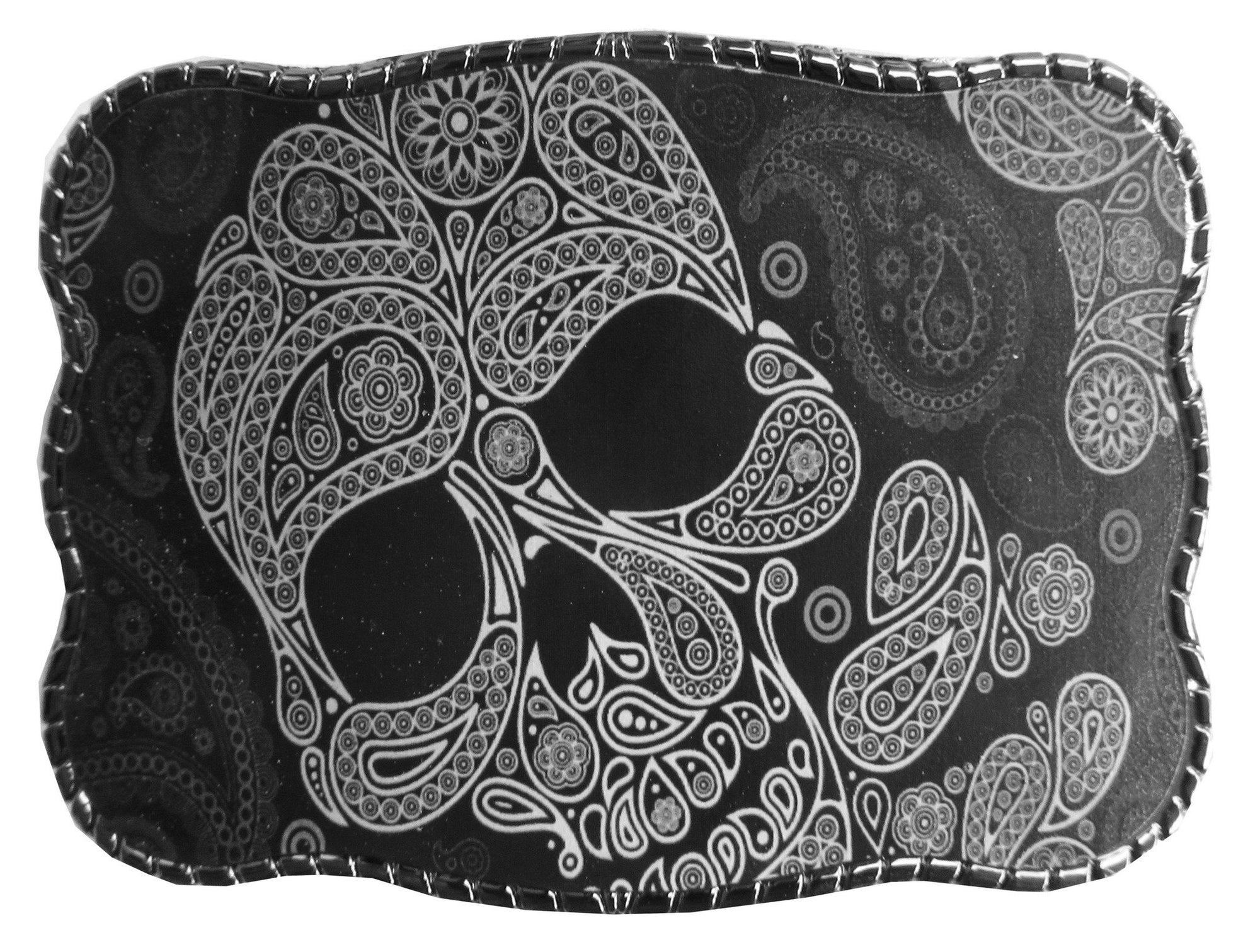 Black & Grey Skull Pattern - Wallet Buckle