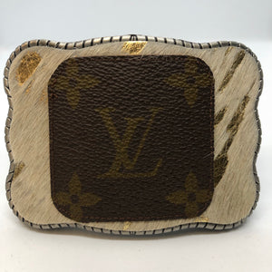 Authentic LV swatch on Metallic Cowhide