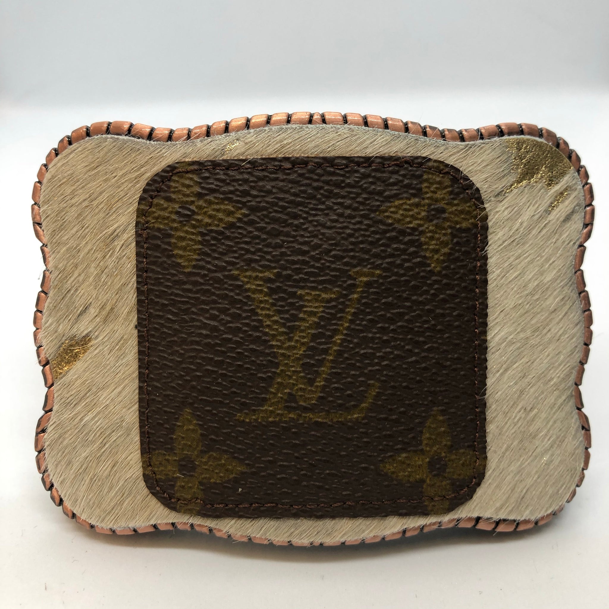 Authentic LV swatch on Metallic Cowhide - Wallet Buckle
